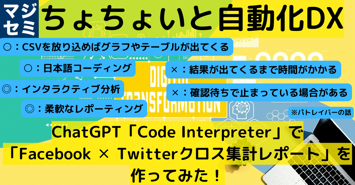 【AIツール実験室】ChatGPT「 Code Interpreter 」で「Facebook ✕ Twitterクロス集計レポート」を作ってみた！